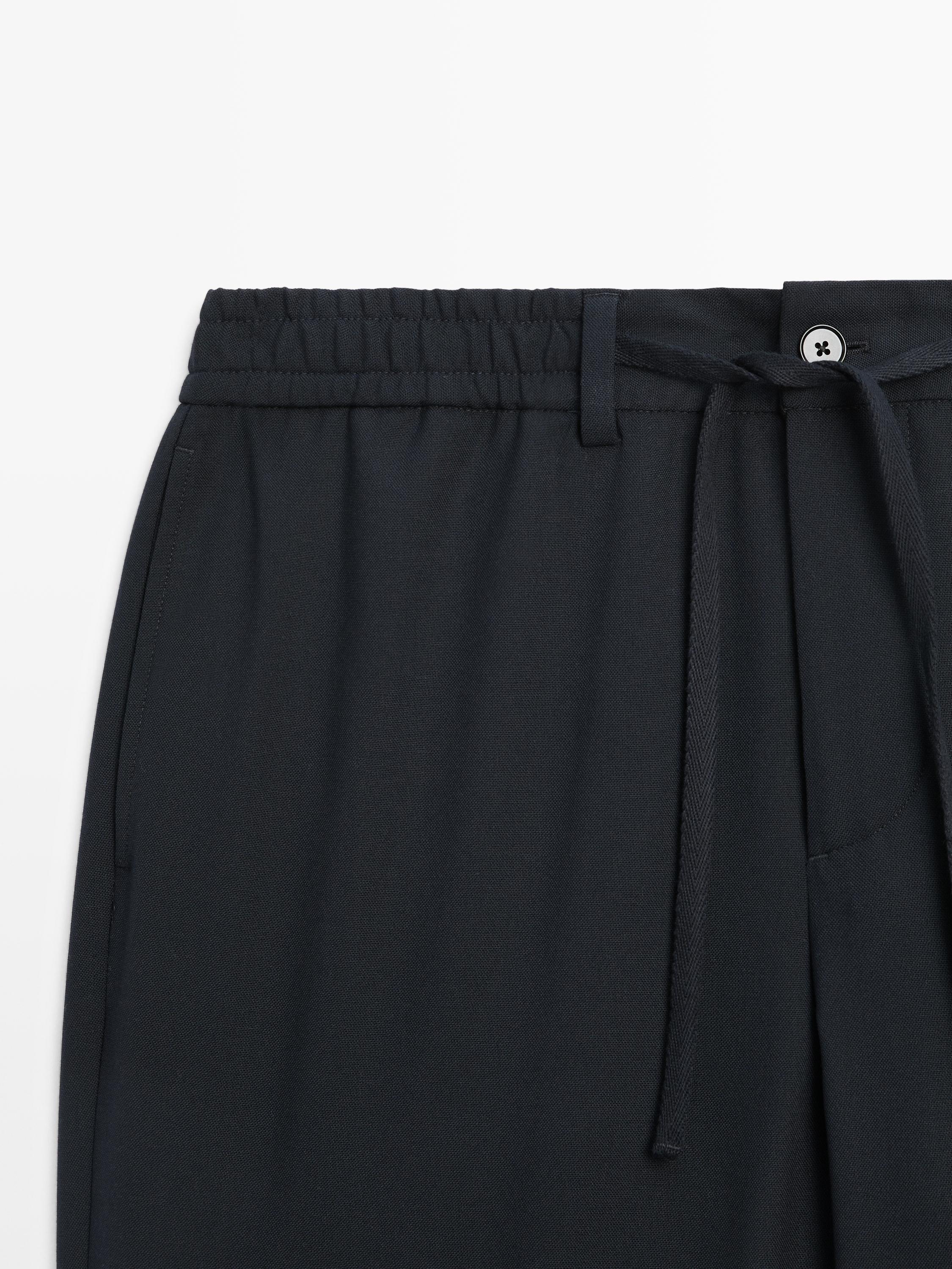 Pantalon structuré en laine froide